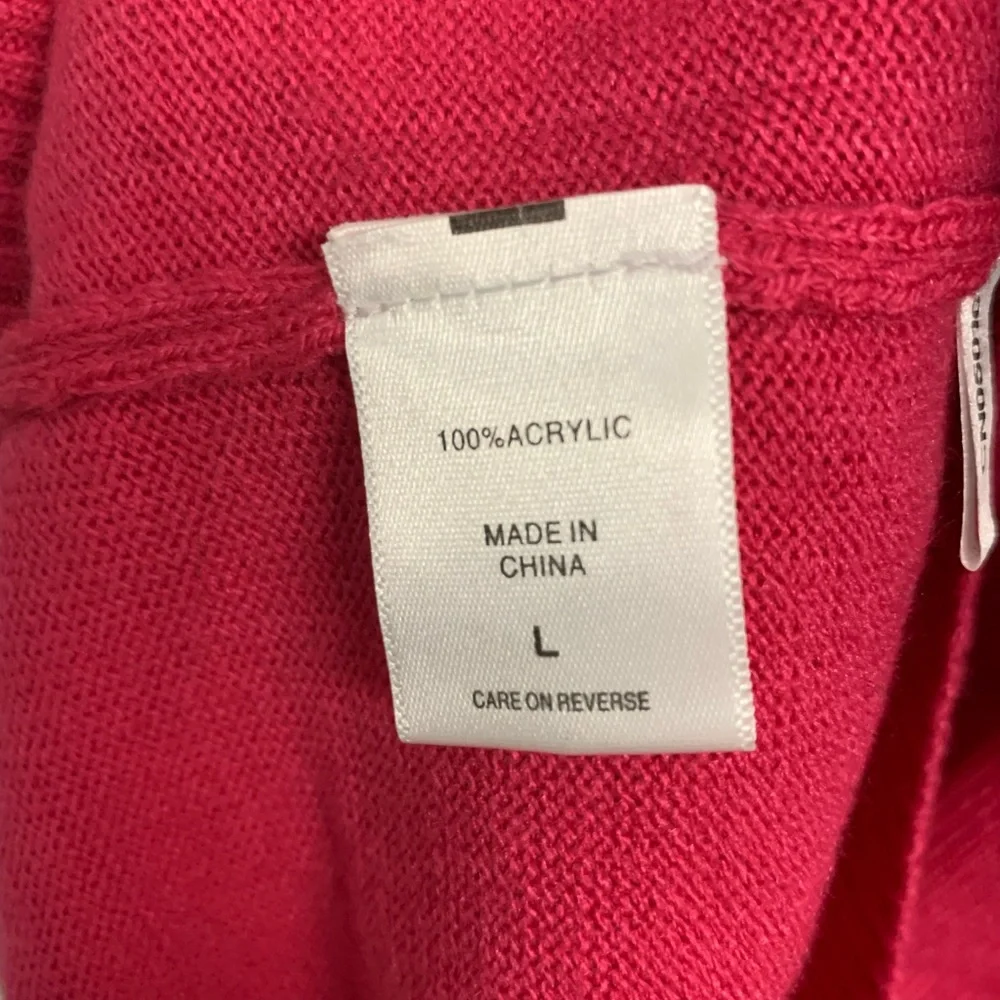 New York & Company Hot Pink Long Sleeve V-neck Pullover Sweater Hoodie Sz: Large - Picture 4 of 11